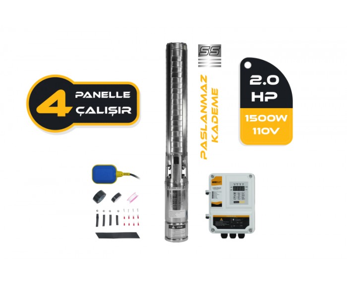 Mexxsun 2Hp / 1500W / 110V DC Pompa (SS Impeller) (4RDSS4.8-203-110-1500)