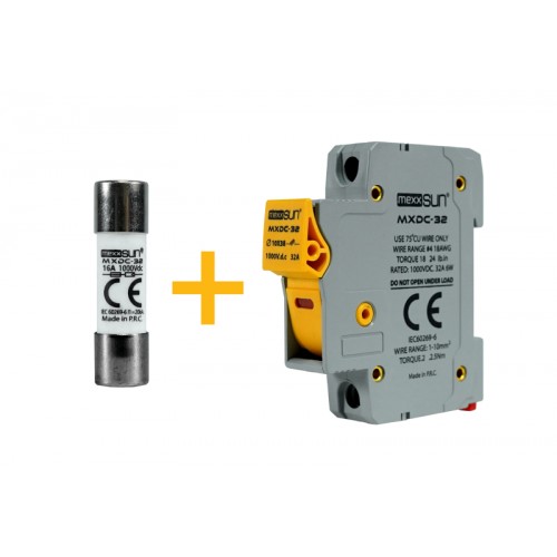 DC Sigorta + Sigorta Yuvası (16A 1000V) - 12 Adet